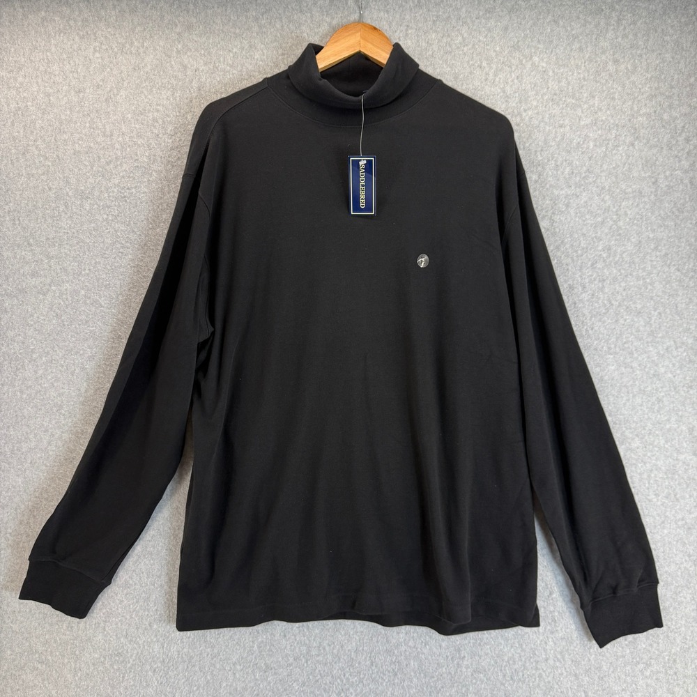Saddlebred Black Turtleneck Long Sleeve Cotton Top Classic Pullover Mens Size XL